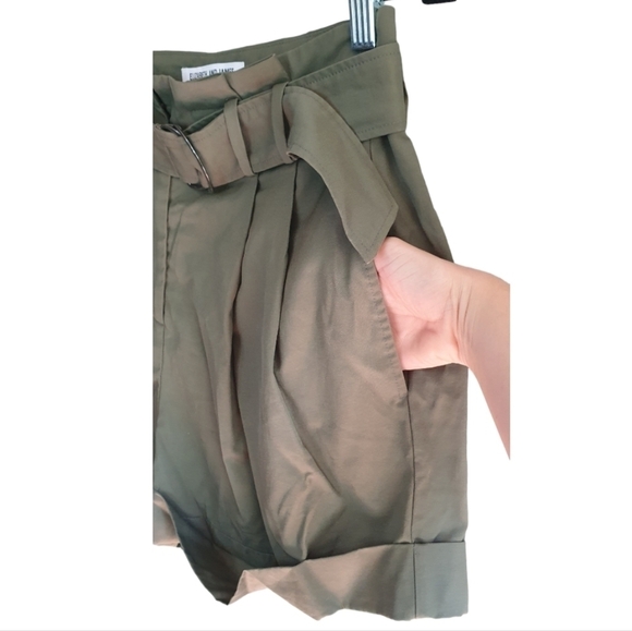 ELIZABETH AND JAMES Shorts High Waisted With Belt Olive Green Women's‎ Size 6 - Picture 10 of 13